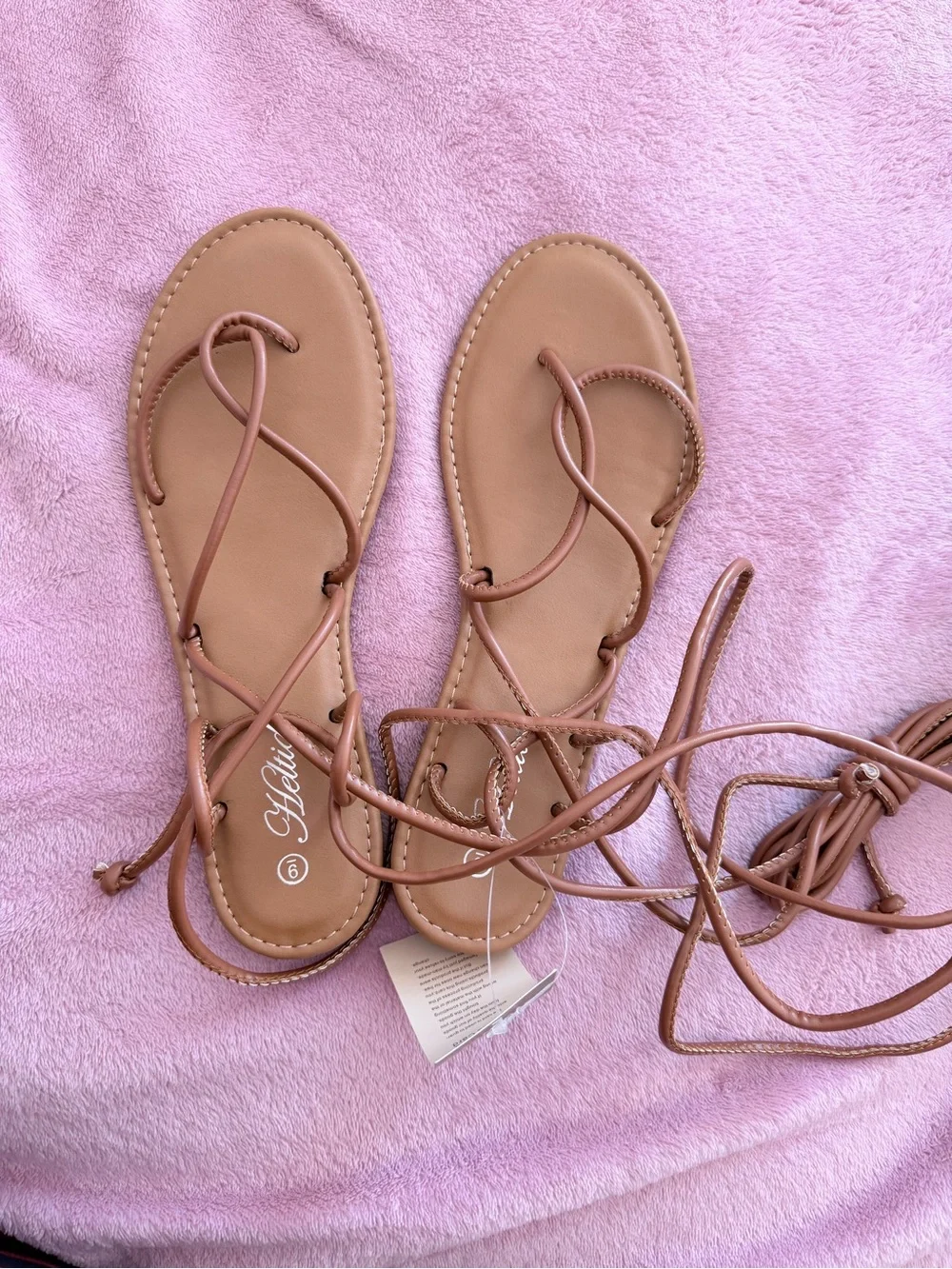 Strappy Lace-Up Women's Sandals in Tan